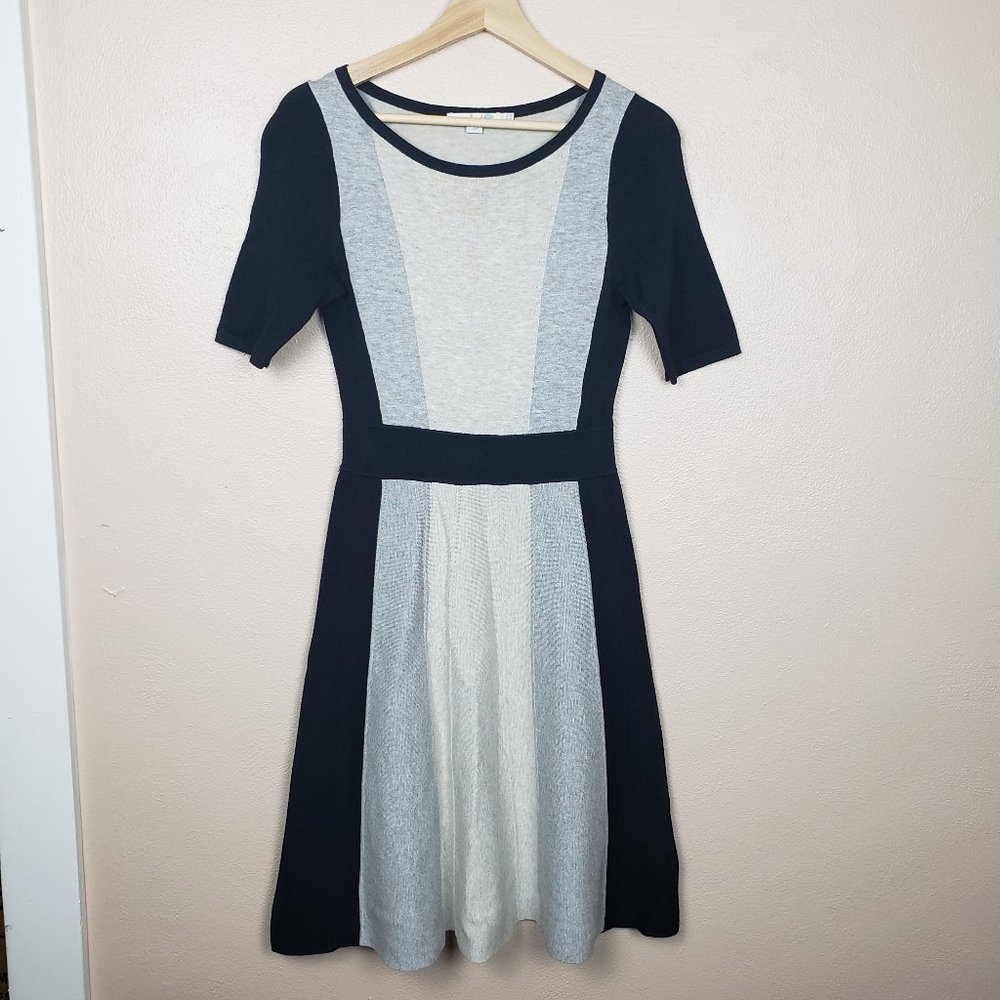 Boden Gray & Black Color Block Knit Fit & Flare Milano Dress Size 2